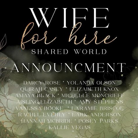 💍🖤Welcome to Wife for Hire💍🖤 Wife for Hire is an online agency that will find you the perfect wife. As spring turns into summer, this promising collection of authors know just how to crank up the heat in these romance novellas. Whether you need a temporary arrangement or you’re looking for the real deal, the agency can help with anything you need. This shared world series includes stories from the following authors: Darcy Rose Yolanda Olson Quirah Casey Elizabeth Knox Amaya Black Posey Par... The Perfect Wife, Perfect Wife, The Agency, Find You, World Series, The Heat, Finding Yourself, Romance, Turn Ons