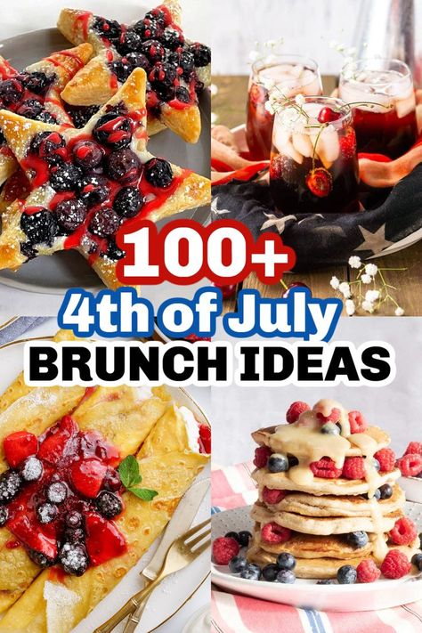 It's time to start planning your Fourth of July brunch! These recipes are so good, you'll be glad you made them ahead of time. From patriotic pancakes to red, white and blue fruit salad, we've got everything you need to make your Independence Day celebration memorable. Happy cooking! Red White And Blue Themed Food, Memorial Day Brunch Ideas, Fourth Of July Brunch Ideas, 4th Of July Brunch Food, 4th Of July Brunch Ideas, Fourth Of July Breakfast For Kids, Fourth Of July Brunch, Memorial Day Breakfast Ideas, 4th Of July Brunch