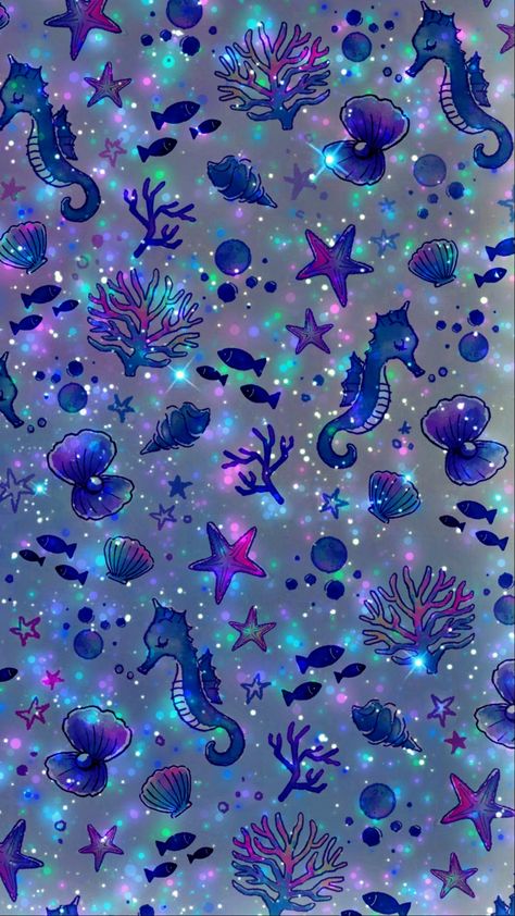 Mermaid Wallpaper Iphone, Mermaid Wallpaper Backgrounds, Mermaid Wallpapers, Glittery Wallpaper, Cellphone Wallpaper Backgrounds, Glitter Wallpaper, Pinturas Disney, Seahorses, Art Wallpaper Iphone