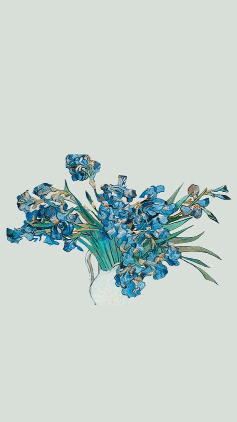 Iris Wallpaper, Art Vangogh, Blue Flower Tattoos, Van Gogh Wallpaper, Flowers Iris, Wall Pics, Van Gogh Irises, Iris Painting, Photos For Profile Picture