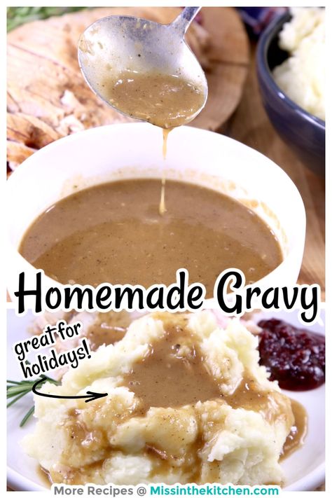 Making homemade gravy is a great recipe to have on hand to complete your holiday menu and add something special every day dinners. Homemade Gravy For Mashed Potatoes, Gravy For Mashed Potatoes, Comfort Food Meals, Top Dinner Recipes, Fall Eats, Potato Gravy, How To Make Gravy, Leftover Recipes, Dinner Christmas