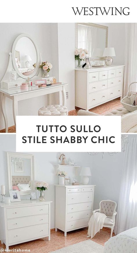 Si ispira all'atmosfera delle casa in campagna, con un tocco romantico: è lo stile shabby chic. Scopri quando è nato e da quali colori, materiali ed elementi è caratterizzato e dai subito un update anche a casa tua! //Arredamento casa interni design idee ispirazione decorazione stile shabby chic fai da te bagno camera da letto baule cucina soggiorno ingresso esterno salotto moderno mobili vintage bianco rosa #Westwing #casa #design #interni #shabbychic Salone Shabby Chic, Portico Shabby Chic, Shabby Chic Francese, Shabby Chic Romantico, Camera Shabby Chic, Stile Boho Chic, Shabby Chic Vintage, Decoration Design, Changing Table