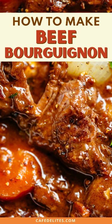 Tender fall apart chunks of beef simmered in a rich red wine gravy makes Julia Child's Beef Bourguignon an incredible family dinner. Slow Cooker, Instant Pot/Pressure Cooker, Stove Top and the traditional Oven method included! Easy to make, every step is worth it. Man Food Recipes, Chicken Thighs Slow Cooker Recipes, Dinner Slow Cooker, French Beef Stew, Slow Beef Stew, Meaty Meals, Crock Pot Inspired Beef Recipes, Wine Gravy, Red Wine Gravy