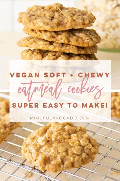 Vegan Oatmeal Cookies are a classic cookie recipe. So easy to make and only requires simple ingredients. #veganoatmealcookies #oatmealcookies #vegancookies | Mindful Avocado Beaming Baker, Oatmeal Cookie Recipes Healthy, Easy Vegan Cookies, Vegan Oatmeal Cookies, Best Oatmeal Cookies, Oatmeal Cookies Easy, Smoothies Vegan, Healthy Oatmeal Cookies, Classic Cookies Recipes