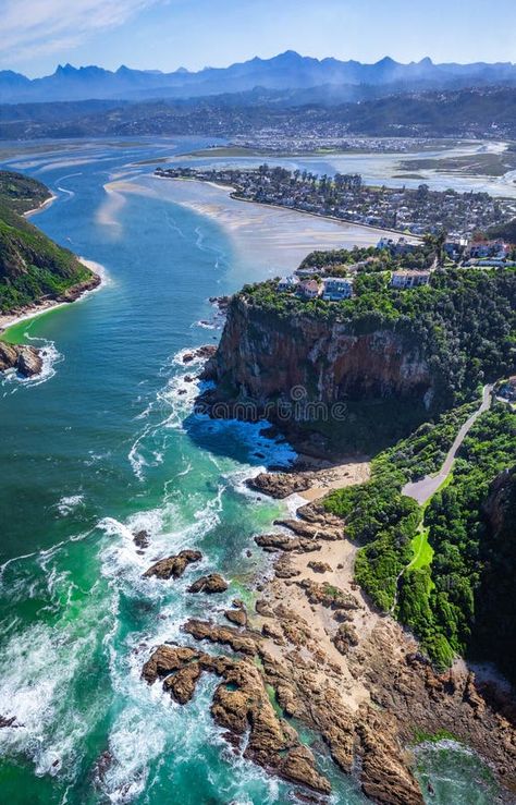 Aerial view of Knysna Heads in Knysna, Garden Route, South Africa royalty free stock photos Knysna South Africa, Garden Route South Africa, Knysna, January 2025, Garden Route, Beach Rocks, Pretoria, Aerial View, Free Stock Photos