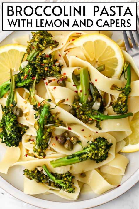 Broccolini Pasta, 30 Minute Recipes, Vegan Pasta Noodles, Broccoli With Garlic, Easy Vegan Meals, Baby Broccoli, Pasta With Lemon, Broccoli Pasta Recipe, Vegan Pasta Dish