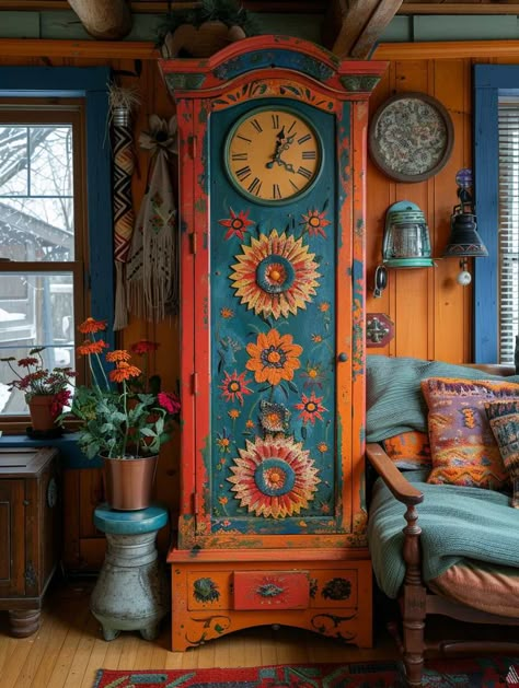 16 Whimsical Painted Furniture Ideas You Can't Ignore - Home Made Graceful Paint Wood Furniture Ideas, Polish Painted Houses, Hand Painted Indian Furniture, Boho Upcycled Furniture, Moroccan Painted Furniture, Whimsical Home Decor Diy, Fun Painted Furniture, Whimsical Furniture Painting Ideas, Colorful Painted Furniture