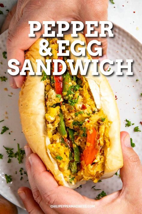 This Italian-American inspired sandwich is scrambled eggs and chopped peppers. A quick 20 minute meal the family will love. #breakfast #lunch #easyrecipes