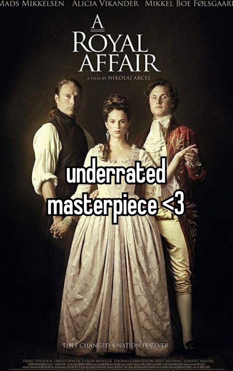 a royal affair | en kongelig affære | alicia vikander & mads mikkelsen as caroline&johann | #whisper #periodmovie #historicaldrama #aroyalaffair Mads Mikkelsen Movies, Mads Mikkelsen Whisper, Mads Mikkelsen Aesthetic, Royal Movies, Royal Quotes, Movie Recs, Film Shots, A Royal Affair, Movies To Watch Teenagers