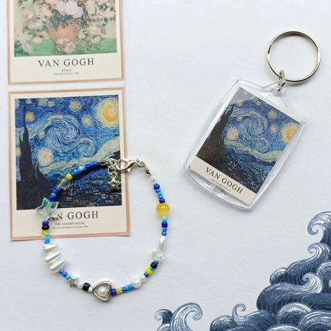 Starry night inspired 💫 Bracelet & acrylic keychain 💙 DM/whatsapp to place your order 💌 Price - Bracelet - ₹110/- Keychain - ₹170/- Tags 🏷️ #smallbusiness #fyp #explorepage #explore #starrynight #bracelets #keychain #vincentvangogh #beadedjewelry #beadedbracelets #acrylickeychain Acrylic Keychain Ideas, Kawaii Store, Place Your Order, Acrylic Keychain, Glass Beaded Bracelets, Ideas Aesthetic, Graduation Party, Starry Night, Macrame