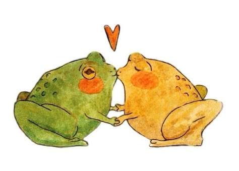 Two Frogs In Love, Frogs In Love, Literally Us, Frog Art, Arte Sketchbook, Frog And Toad, Wow Art, Funky Art, Pretty Art