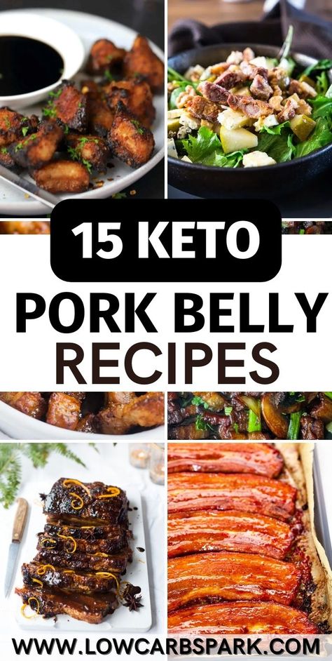 If you are tired of chicken or ground beef recipes, you must try something new. These 15 keto pork belly recipes are the best choice if you are looking for some easy and delicious dinner recipes. Try them and tell us which one is your favorite one. Keto Pork Belly Recipes, Keto Pork Belly, Pork Belly Marinade, Low Carb Chinese, Keto Pork Recipes, Recipes Using Pork, Pork Belly Tacos, Pork Casserole, Keto Meat