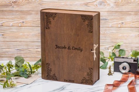 Our Personalized Book Shaped Box is the ultimate choice for creating lasting memories! This beautifully crafted Custom Memory Box Book combines timeless elegance with personal sentiment. Perfect for holding cherished mementos, photographs, and keepsakes, it's an ideal gift for anniversaries, engagements, and more. Personalized Anniversary Gifts: Add a personal touch to your celebration with a custom engraving that makes this gift truly one-of-a-kind. Perfect for storing photos, love letters, and