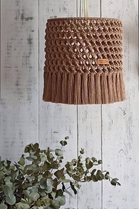 Macrame Lantern, Crochet Lampshade, Macrame Light, Macrame Lamp Shade, Art Macramé, Bohemian Crafts, Macrame Lamp, Crochet Pouf, Macrame Plant Hanger Patterns