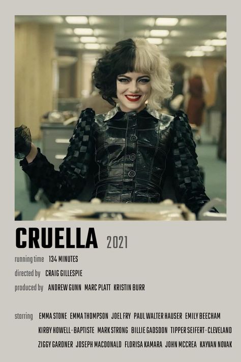 Cruella Movie Poster Cruella Movie Poster, Cruella Poster, Cruella Movie, Joel Fry, Emily Beecham, Mark Strong, Emma Thompson, Movie Poster Wall, Disney Films