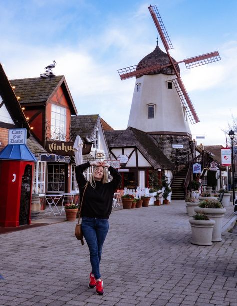 Solvang Photo Ideas, Santa Barbara California Outfit, Solvang California Christmas, Solvang California Outfit Winter, Solvang California Outfit, Solvang California, California Christmas, Side Road, Santa Barbara California