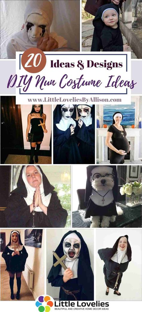 You can use this nun outfit for Halloween. It somewhat feels inappropriate to wear a nuns outfit for Halloween but it is simply unique and fabulous, and it doesn't take so much to create the costume. There are a lot of steps and patterns that can be used, you will get to see a couple of DIY nun costume ideas that you would love. You May Also Like:22 DIY Superman Costumes - How To Make A Superman Suit 1. #costume #num Diy Nun Headpiece, Nun Outfit Halloween, Scary Nun Costume Makeup, Nun Makeup Halloween Easy, Diy Nun Costume Halloween, Nun Halloween Costumes Makeup, Nuns Outfit, Diy Nun Costume, Scary Nun Costume