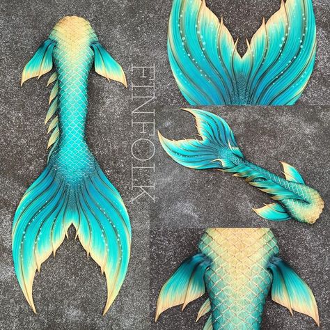 blue and gold mermaid tail Mermaid Tail Ideas, Merman Tails, Realistic Mermaid Tails, Mermaid Things, Real Life Mermaids, Shell Crowns, Professional Mermaid, Mermaid Board, Realistic Mermaid