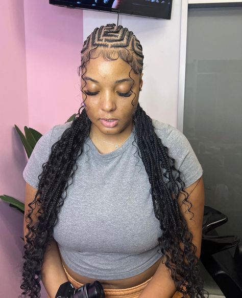 Swirl Cornrows Braids, Cornrow Hairstyles With Curls, Ashanti Braids, Lemonade Braids Hairstyles, Braided Hairstyles For Black Women Cornrows, Big Box Braids Hairstyles, Braided Ponytail Hairstyles, Feed In Braids Hairstyles, Cute Braided Hairstyles