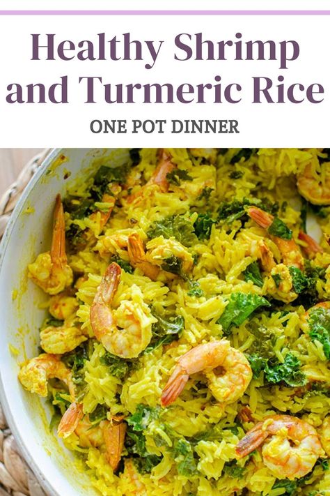 Kale And Shrimp, Rice With Shrimp, Turmeric Rice, Potted Shrimp, Keto Fast, Delicious Seafood Recipes, Turmeric Recipes, Shrimp And Rice, Favorite Dinner