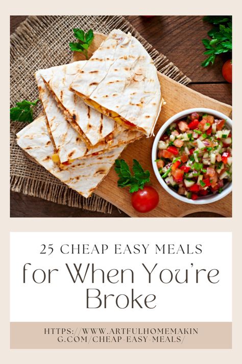 Cheap easy meals to make when you don’t have a lot of money! When you don’t have a lot of time to cook, and you don’t have a lot of money to spend, give these frugal meals a try! #frugaltips #frugalliving #frugalmeals #recipe #budget Cheap Meal Plans For One, Good And Cheap Recipes, Inexpensive Meals For One, Cooking Healthy On A Budget, How To Eat Cheap And Healthy, Meals In A Budget, Budget Friendly Meals For One, Budget Friendly Healthy Meals For One, Budget Easy Meals