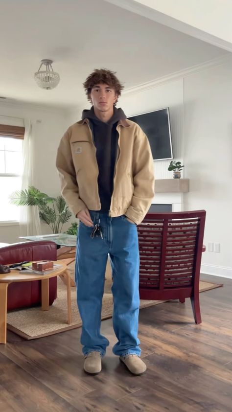 #style #ootd #carhartt #briks #birkenstock #denim #carharttjacket Granola Boy Outfits, Bf Clothes, Carhartt Jacket Outfit, Carhartt Outfit, Dude Outfits, Granola Boy, Bf Outfits, Man Fits, Guy Outfit