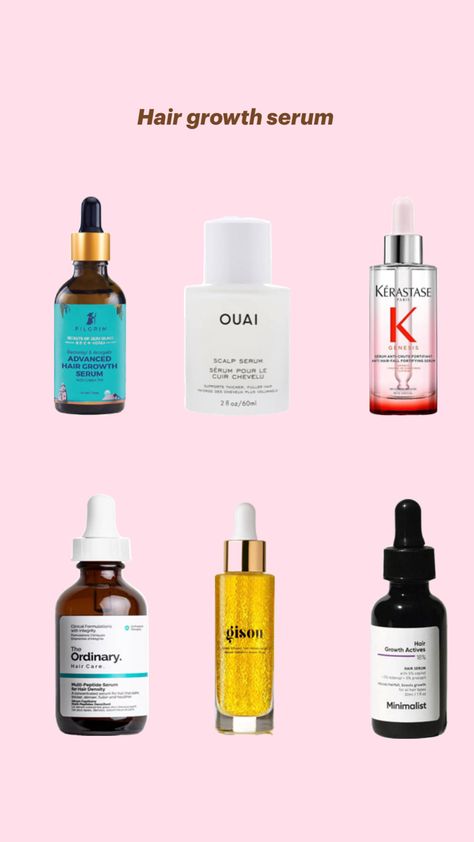 Ouai scalp serum  pilgrim hair serum kérastase Hair fall fortifying serum multi peptide hair serum ordinary gisou minimalist Hair Growth Serums, Pretty Hair Cuts, Best Hair Serum, Kerastase Hair, Afro Hair Care, Natural Hair Growth Tips, Hair Mask For Growth, Natural Face Skin Care, Hair Growing Tips