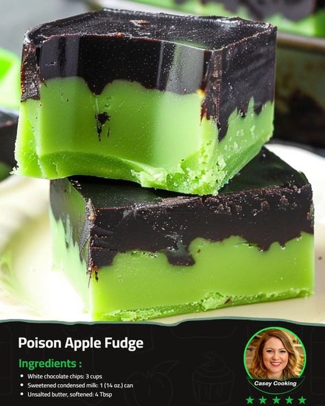 Halloween Poison Apples, Poison Apple Fudge, Apple Fudge, Halloween Fudge, Cheesecake Cookies Recipes, Homemade Fudge Recipes, Fudge Ingredients, Oh Fudge, Easy Sweets