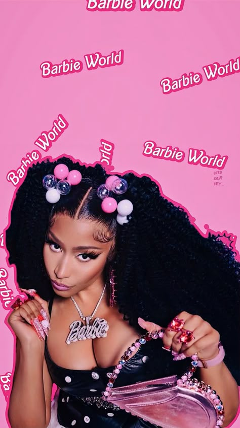 Nikki Manaj, Baddie Pfp Pink, Nicki Minaj Outfits, Barbie Wallpaper, Phone Decorations, Nicki Minaj Wallpaper, Wigs Collection, Nicki Minaj Barbie, Pink Glitter Wallpaper