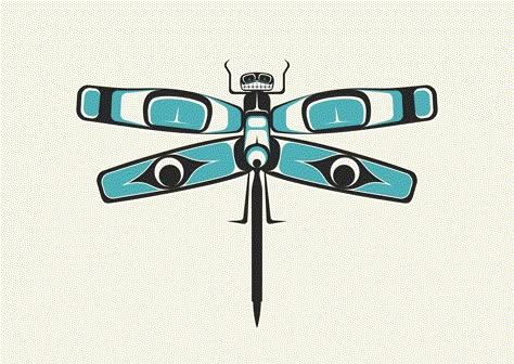 Haida Art Dragonfly, Bee Totem, Native American Dragonfly, Dragonfly Silhouette, Native American Totem, Turtle Images, Alaska Art, Dragonfly Tattoo Design, Native Artwork