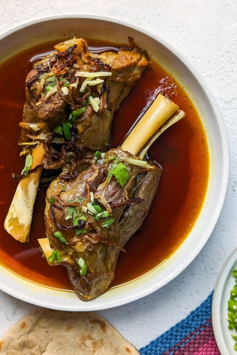 Nalli Nihari 1 Lamb Nihari, Nalli Nihari, Lamb Shank Stew, Hyderabadi Food, Cozy Winter Meals, Nihari Recipe, Pakistani Foods, Lamb Shank Recipe, Pakistani Dishes