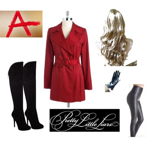 If you like Pretty Little Liars, be Red Coat for Halloween. Or if you want to dress up with friends, be the whole -A team! Pretty Little Liars Costume, Pll Outfits, Guess Boots, Pll Fashion, Holloween Costume, Homemade Costumes, Diy Costume, Fantasias Halloween, Red Coat