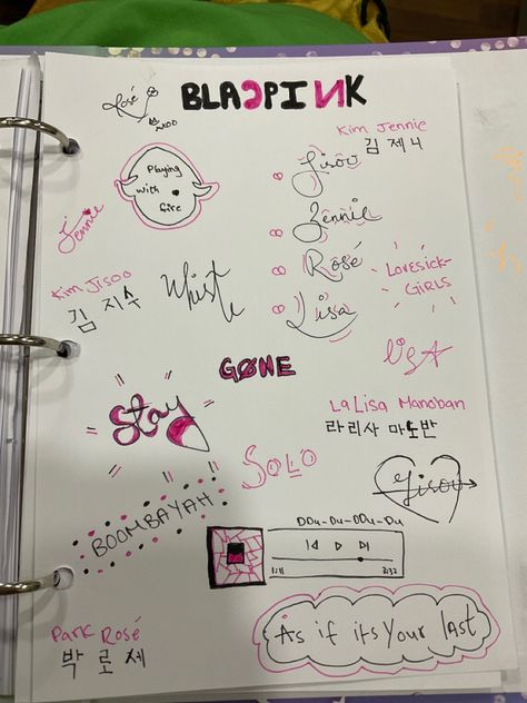 Black Pink Diary Ideas, Blackpink Writing, Rosé As If It's Your Last, Write Ideas, Blackpink In Your Area, As If Its Your Last, Journal Inspiration Writing, Blink Book, Diary Decoration