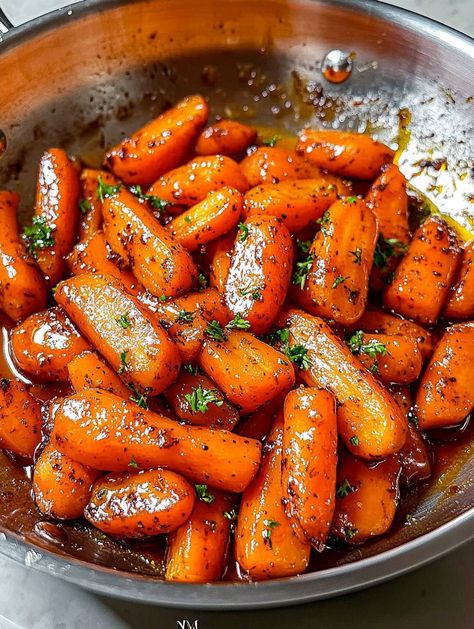 Honey Garlic Butter Roasted Carrots Roasted Carrots With Honey Herb Butter, Thanksgiving Baby Carrot Recipes, Honey Carrot Recipes, Brown Butter Glazed Carrots, Brown Butter Garlic Honey Roasted Carrots, Fancy Carrots Recipe, Thanksgiving Carrots Crockpot, Honey Carrots Stovetop, Honey Roasted Baby Carrots