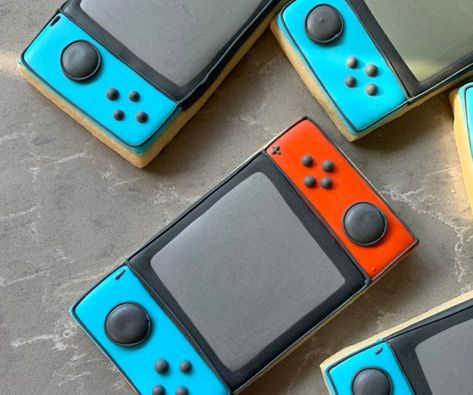 Switch Cookies, Nintendo Birthday Party, Nintendo Party, 9th Birthday Cake, Super Mario Bros Party, Zelda Birthday, Disney Cookies, Ocean Birthday, Video Game Party