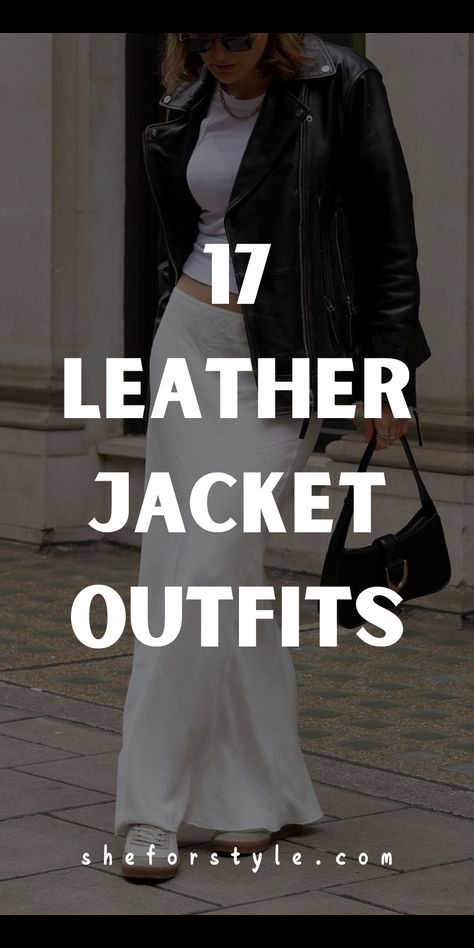 Is your leather jacket versatile enough for any event? Check out these 17 leather jacket outfits perfect for every occasion, from casual weekends to formal nights out. Edgy Jackets For Women, Styling Leather Jacket Winter Outfits, Leather Jacket With Leggings Outfit, How To Style A Motorcycle Jacket, Leather Jacket Date Outfit, Luxury Leather Jacket, Style Leather Jacket Women, Women Leather Jacket Style, Sweats And Leather Jacket Outfit