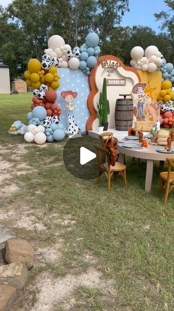 Nicole Creations Houston on Instagram: "Toy Story theme 1st birthday!

Briggs 1st Round up!

Thanks to mommy Honor for choosing us.

#woodyroundup #woody #cowboy #birthdaypartydecor #birthdaypartyideas #eventplanner #eventplanning #partyplanner #partydecor #partydecorations #partystylist #partystyling #luxurykidsparty #kidsparty #kidspartyideas #kidspartydecor #kidspartyplanner #kidsevents #kidseventstyling #kidspartystyling #kidsparties" First Rodeo Toy Story Birthday Boy, Woodys Round Up Party, Toy Story First Birthday, Toy Story Birthday Party Ideas, Rodeo Toys, Kids Table Set, Kids Party Planner, Toy Story Theme, Toy Story Birthday