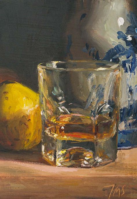 daily painting titled Irish whisky with quince and Delft vase - click for enlargement Craig Stephens, Delft Vase, Painting A Day, Still Life Oil Painting, Arte Sketchbook, Daily Painting, Painting Still Life, Still Life Art, British Artist