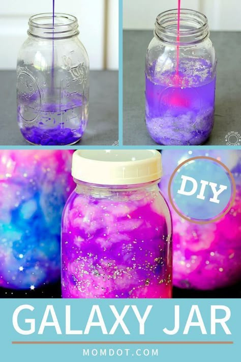 Galaxy Jars, Vetenskapliga Experiment, Diy Galaxy Jar, Calming Jar, Galaxy Jar, Diy Galaxy, Kid Experiments, Experiments Kids, Sensory Ideas