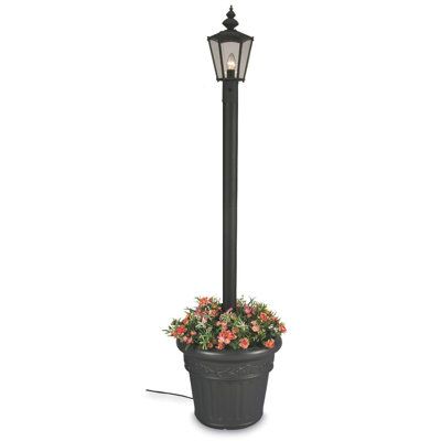 Design inspired by old world European street lamps, these portable weatherproof lantern style planter and patio lamps feature powder coated aluminum construction with resin bases, unbreakable polycarbonate lantern globes, two level dimming switch and 10' grounded cord and plug. Finish: Black | Charlton Home® Sharolyn Outdoor 1-Light 80" Lamp Post (full) Plastic / Metal in Black, Size 80.0 H x 21.0 W x 21.0 D in | Wayfair Flag Pole Landscaping, Old World European, Patio Lamp, Solar Lamp Post, Post Lanterns, Resin Planters, European Street, Black Lantern, Post Lighting