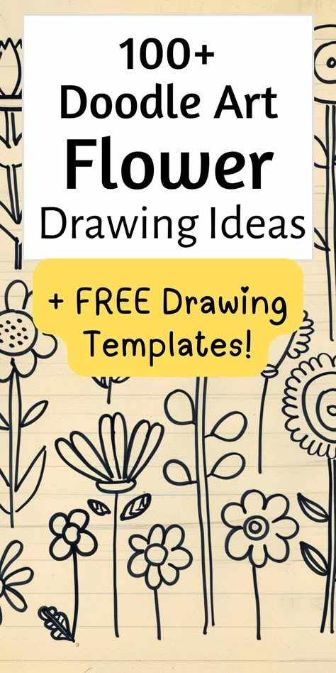 Unleash your inner artist with this incredible collection of 150+ doodle art flower drawing ideas! From simple daisies to intricate roses, these designs are perfect for beginners and experienced doodlers alike. 🌸🌼🌻 Plus, we've included FREE drawing templates to help you get started! #doodleart #flowerdoodles #drawingideas #freeprintables #arttherapy #doodleartflowers Flower Drawing Ideas, Doodle Art For Beginners, Arte Doodle, Doodle Art Flowers, Whimsical Flower, Doodle Flowers, Floral Doodle, Drawing Doodles, Easy Doodle