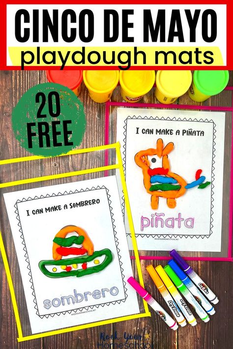 Looking for simple and fun activities for Cinco de Mayo with kids? These free printable playdough mats (20 pages with 10 color and 10 black-and-white) are fantastic ways to boost your holiday fun. White Playdough, Taco Games, Fun Holiday Activities, Diy Playdough, Holiday Activities For Kids, Playdough Activities, Preschool Projects, Free Printable Activities, Playdough Mats