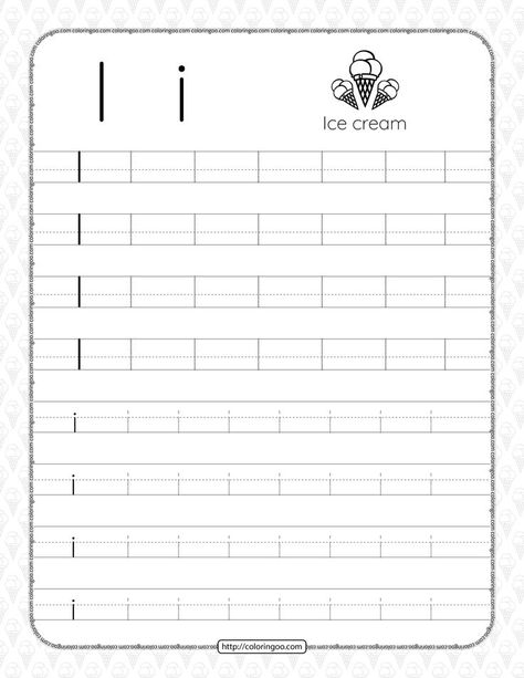 Printable Dotted Letter I Tracing Pdf Worksheet Letter I Tracing, Cursive Small Letters, Letter I Worksheet, Letter Tracing Printables, Alphabet Writing Worksheets, Free Printable Alphabet Worksheets, Printable Alphabet Worksheets, Letter Tracing Worksheets, Tracing Worksheets Preschool