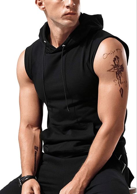 Sleeveless Hoodie Men, Gym Hoodies, Mens Workout Tank Tops, Tank Top Gym, Men's Workout, Gym Hoodie, Gym Shirt, Gym Tank Tops, Fitness Bodybuilding