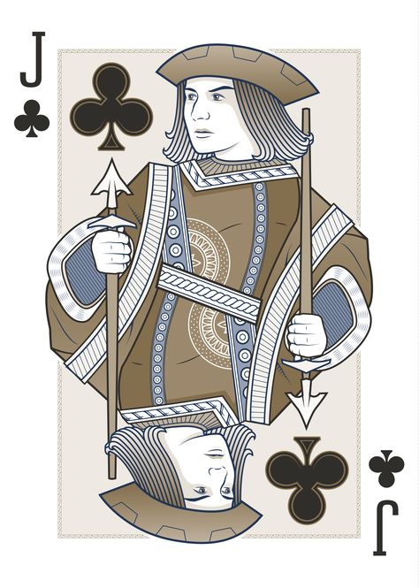 Jack Playing Card | Jack of Clubs Jack Tattoo Playing Card, Poker Card Design Illustrations, Card Outfit, Jack Playing Card, Jack Card, Playing Card King, Playing Cards Joker Design, Jack Of Clubs, Hebrew Poster