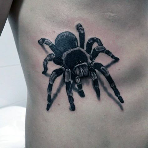 Rib Cage Side Guys Tarantula Spider Tattoo Design Ideas Tarantula Tattoo, Black Widow Spider Tattoo, 3d Spider Tattoo, Tattoo Sonne, Tarantula Spider, Insect Tattoo, Tattoo Trend, Tattoo Henna, Spider Tattoo