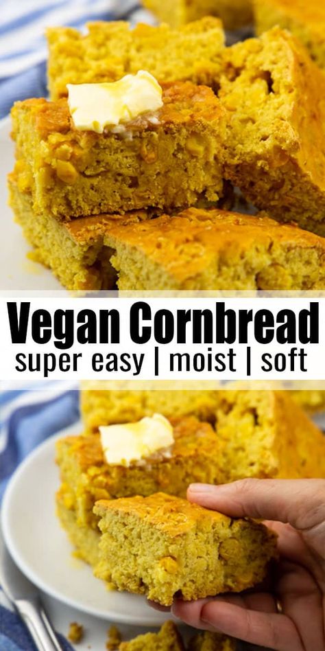 Vegan Cornbread, Vegan Bread Recipe, Sweet Cornbread, Cornbread Recipe, Corn Bread Recipe, Vegan Thanksgiving, Vegan Kitchen, Dairy Products, Vegan Cooking