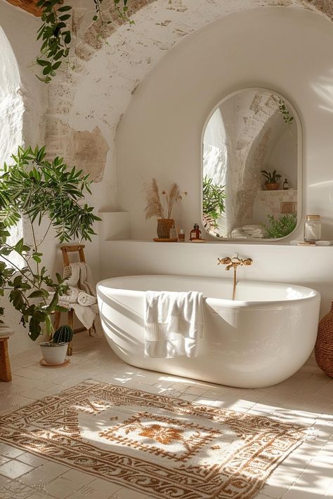 Provence Bathroom Ideas, Meditterean Bathroom, Greece Inspired Decor, Italian Farmhouse Bathroom, Grecian Bathroom, Italian Style Homes Interior, Dream Home Bathroom, Dream House Bathroom, Greek Bathroom