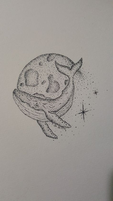 Sky Whale, Dot Drawing, Drawing Sky, Dotted Drawings, Stippling Art, Doodles Drawings, Dot Work Tattoo, Cute Doodles Drawings, Hand Art Drawing