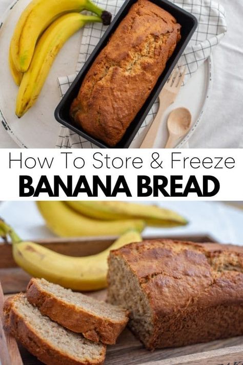 Learn how to store banana bread, how to freeze it, and how to thaw banana bread. How To Store Banana Bread, Leftover Banana Bread, Leftover Banana, How To Store Bananas, Bread Store, Recipes With Yeast, Banana Bread Loaf, Homemade Banana Bread, Sweet Potato Muffins